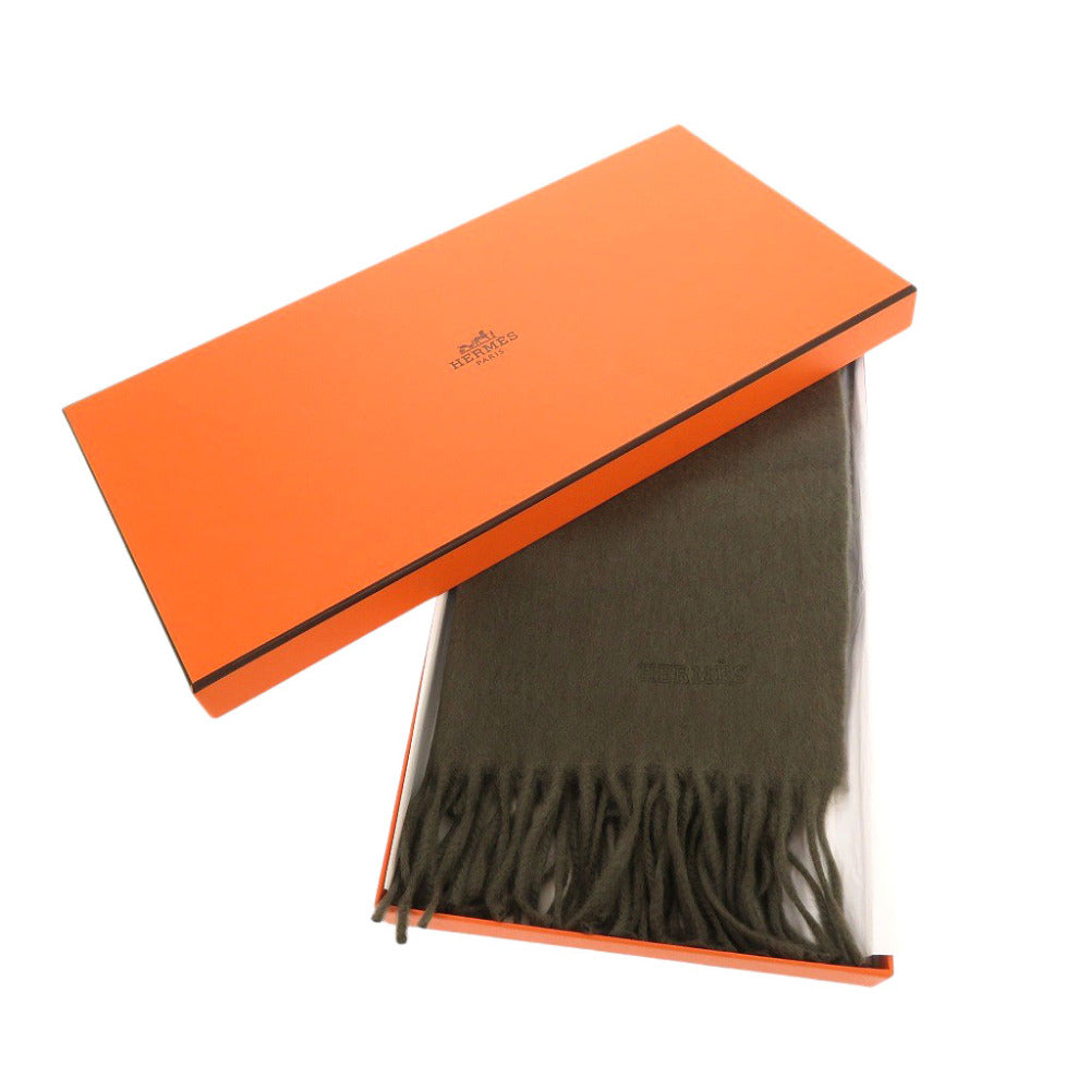 HERMES Scarf 393622T H6 cashmere khaki
