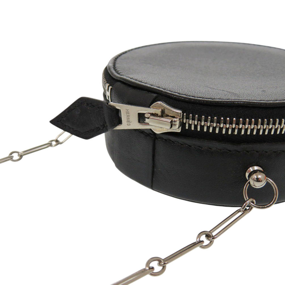 HERMES Shoulder Bag Calfskin black Villandry Micro