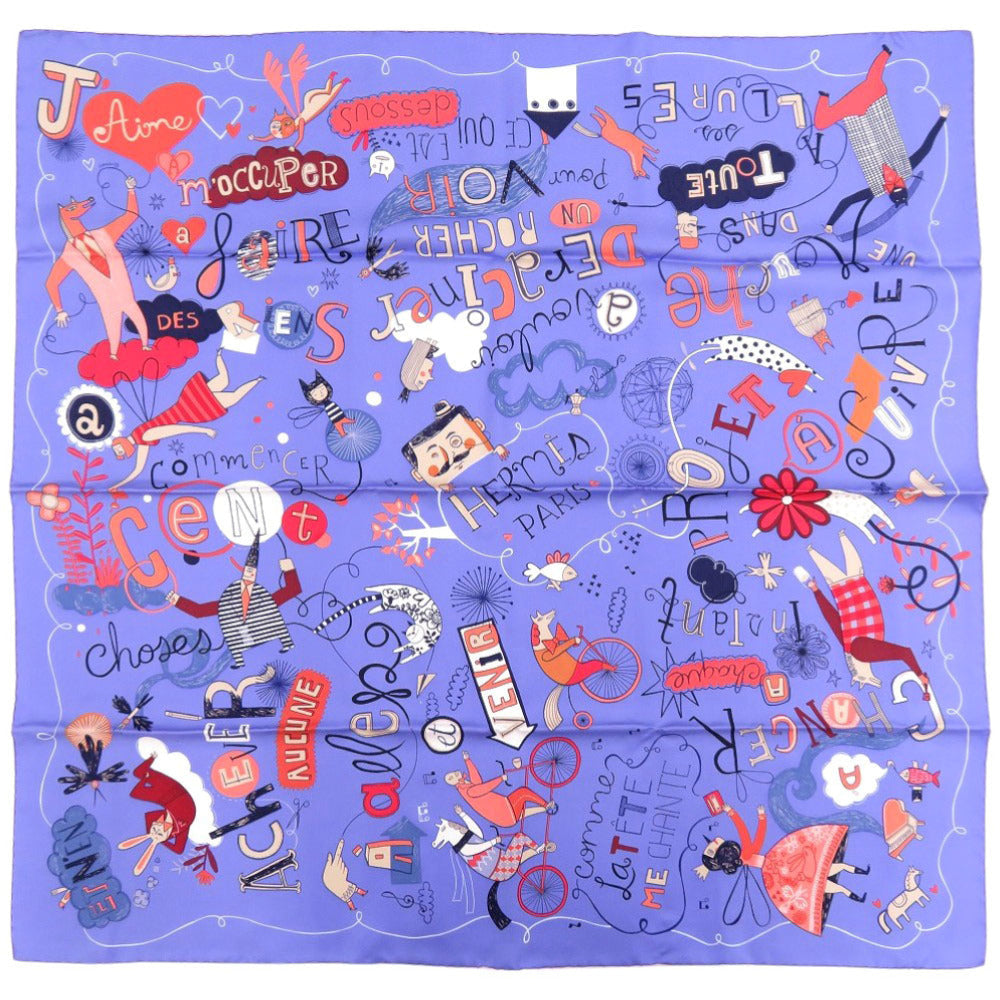 HERMES scarf silk blue Carre90 Les Confessions Confessions