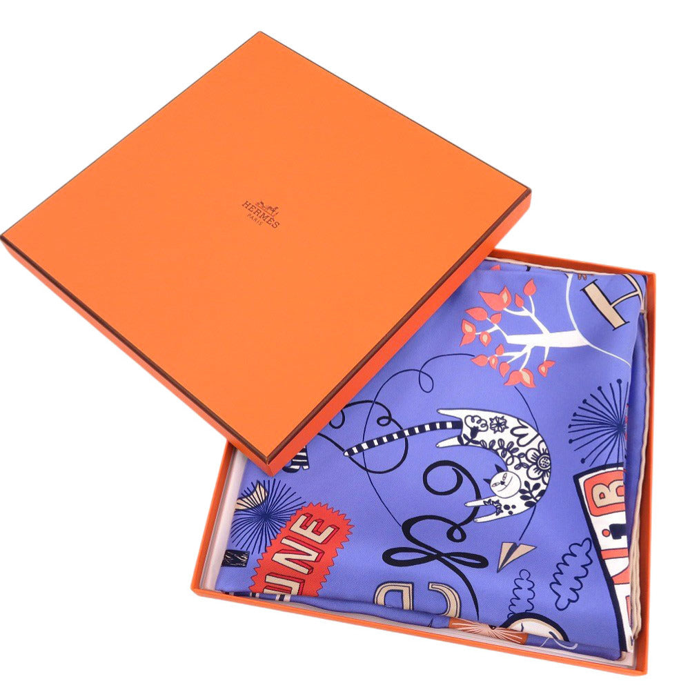 HERMES scarf silk blue Carre90 Les Confessions Confessions