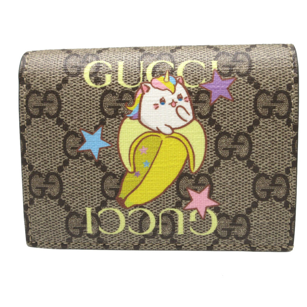GUCCI Bifold Wallet 701009 GG Supreme, Leather beige