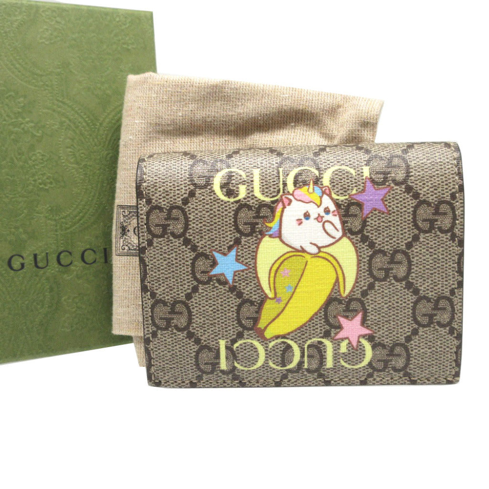 GUCCI Bifold Wallet 701009 GG Supreme, Leather beige