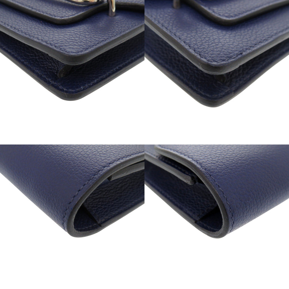 HERMES Coin case Evercolor Blue Safir Lowris Mini