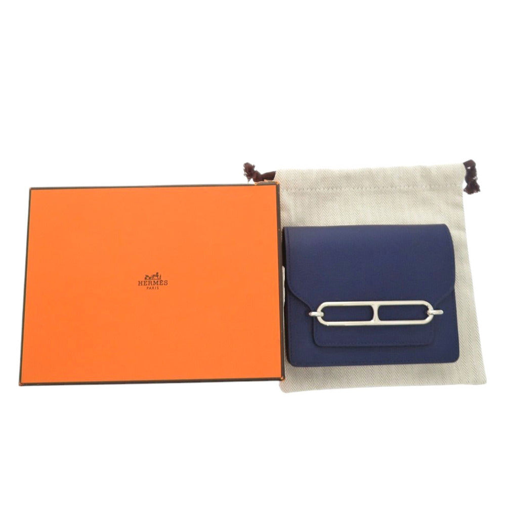 HERMES Coin case Evercolor Blue Safir Lowris Mini