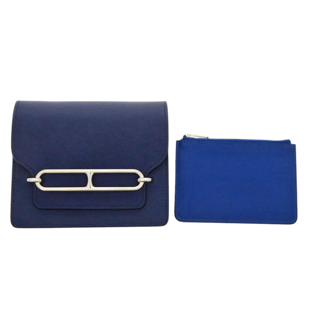 HERMES Coin case Evercolor Blue Safir Lowris Mini
