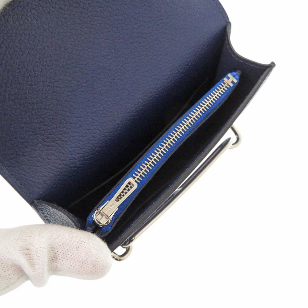 HERMES Coin case Evercolor Blue Safir Lowris Mini