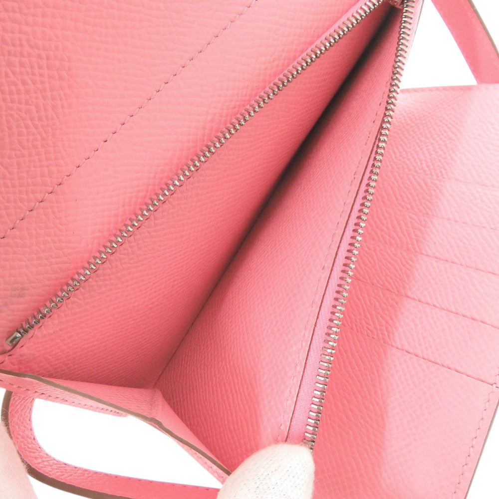 HERMES Tri-fold wallet Epsom Rose azare Kelly wallet medium