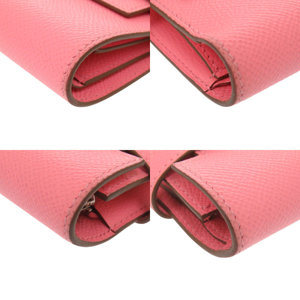 HERMES Tri-fold wallet Epsom Rose azare Kelly wallet medium