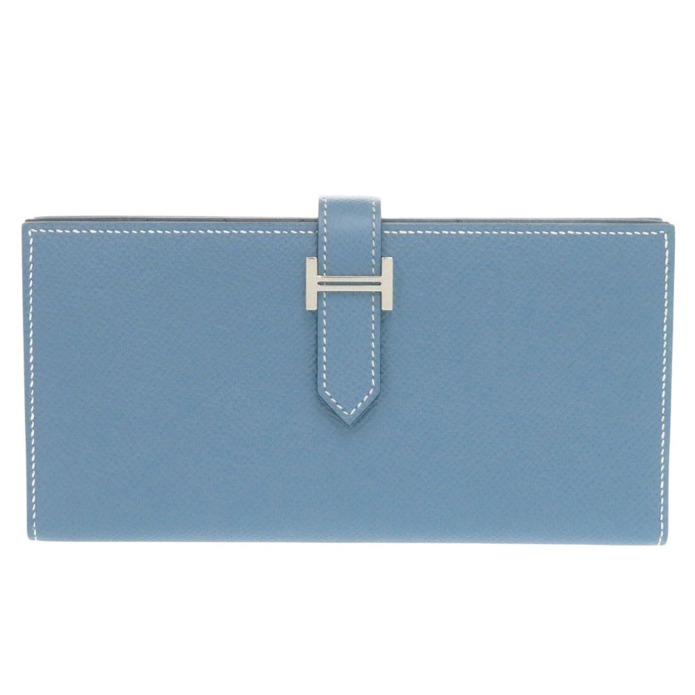 HERMES Long Wallet Purse Epsom Blue gene Beansufla