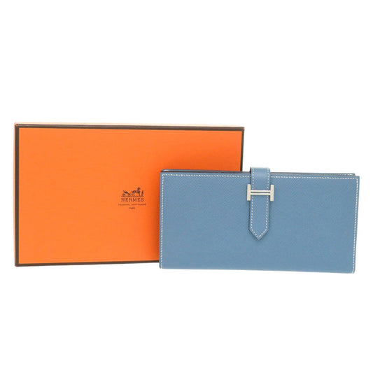 HERMES Long Wallet Purse Epsom Blue gene Beansufla