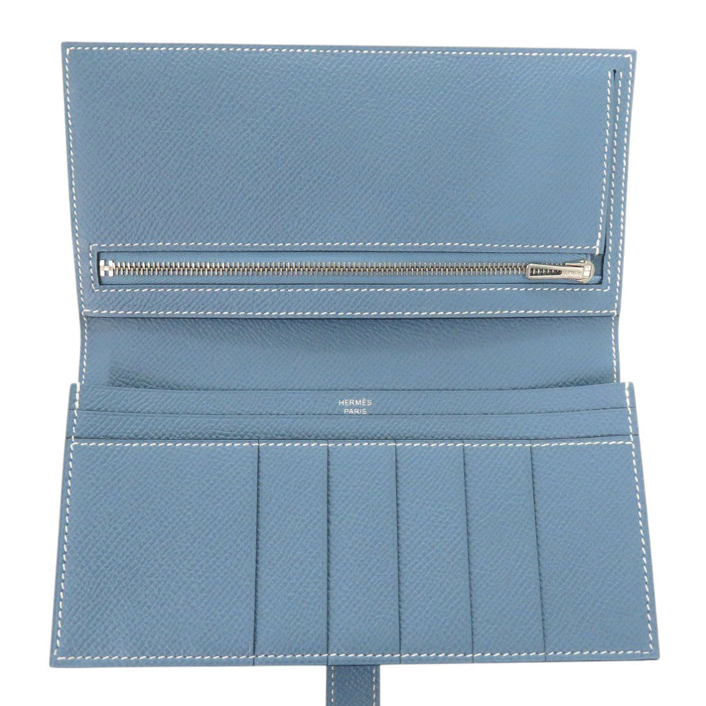 HERMES Long Wallet Purse Epsom Blue gene Beansufla