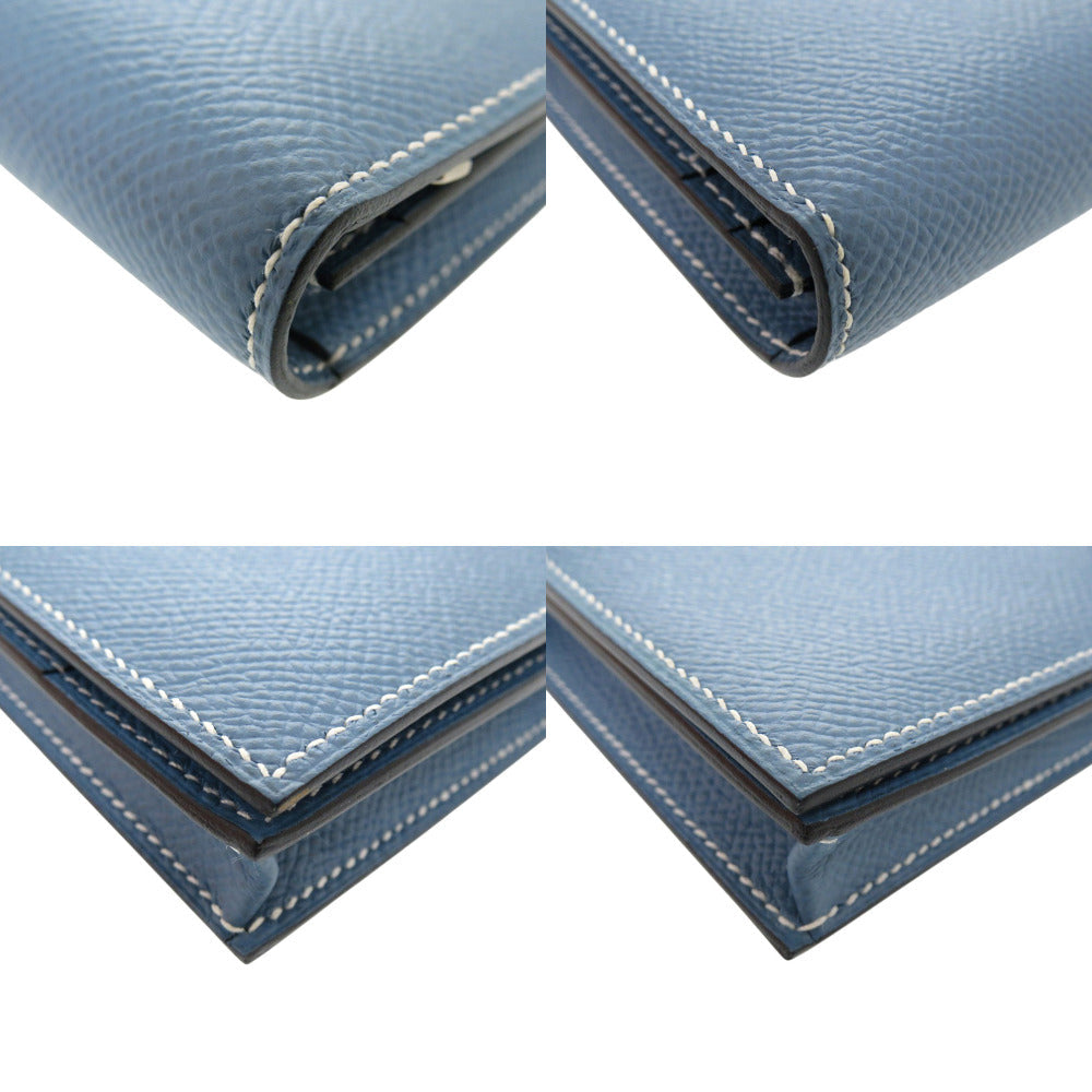 HERMES Long Wallet Purse Epsom Blue gene Beansufla