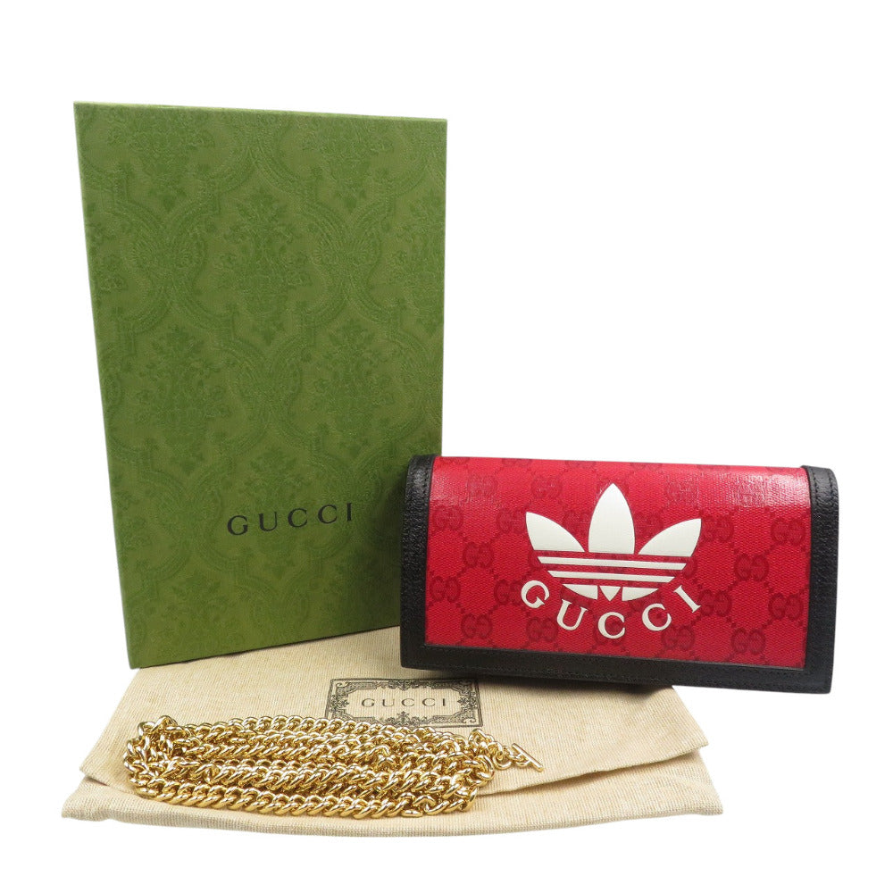 GUCCI Long Wallet Purse 621892 Crystal GG Red GUCCIxadidas Women Used