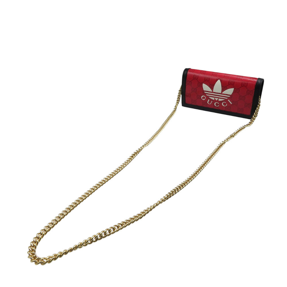 GUCCI Long Wallet Purse 621892 Crystal GG Red GUCCIxadidas Women Used