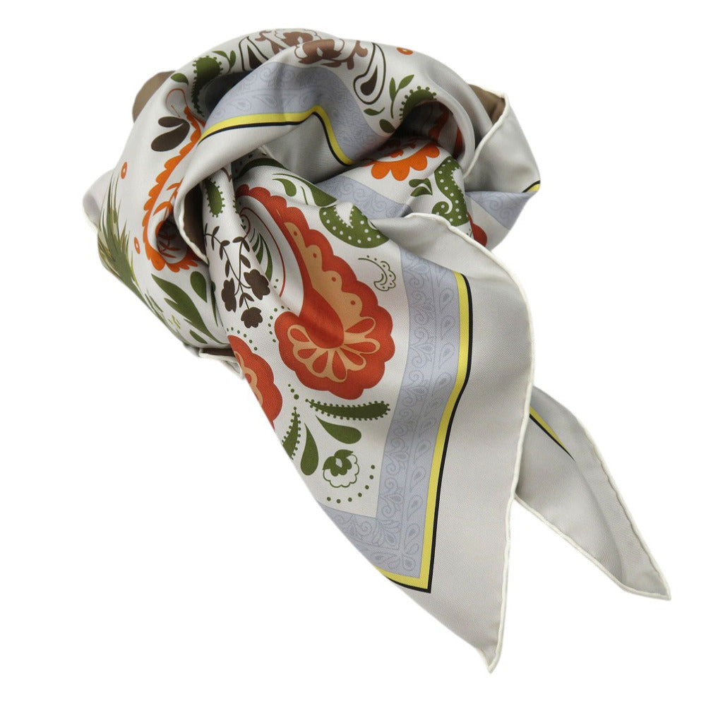 HERMES scarf silk GRIS Twill scarf cheetah Carre90 Double Face GUEPARDS BANDANA Women Used