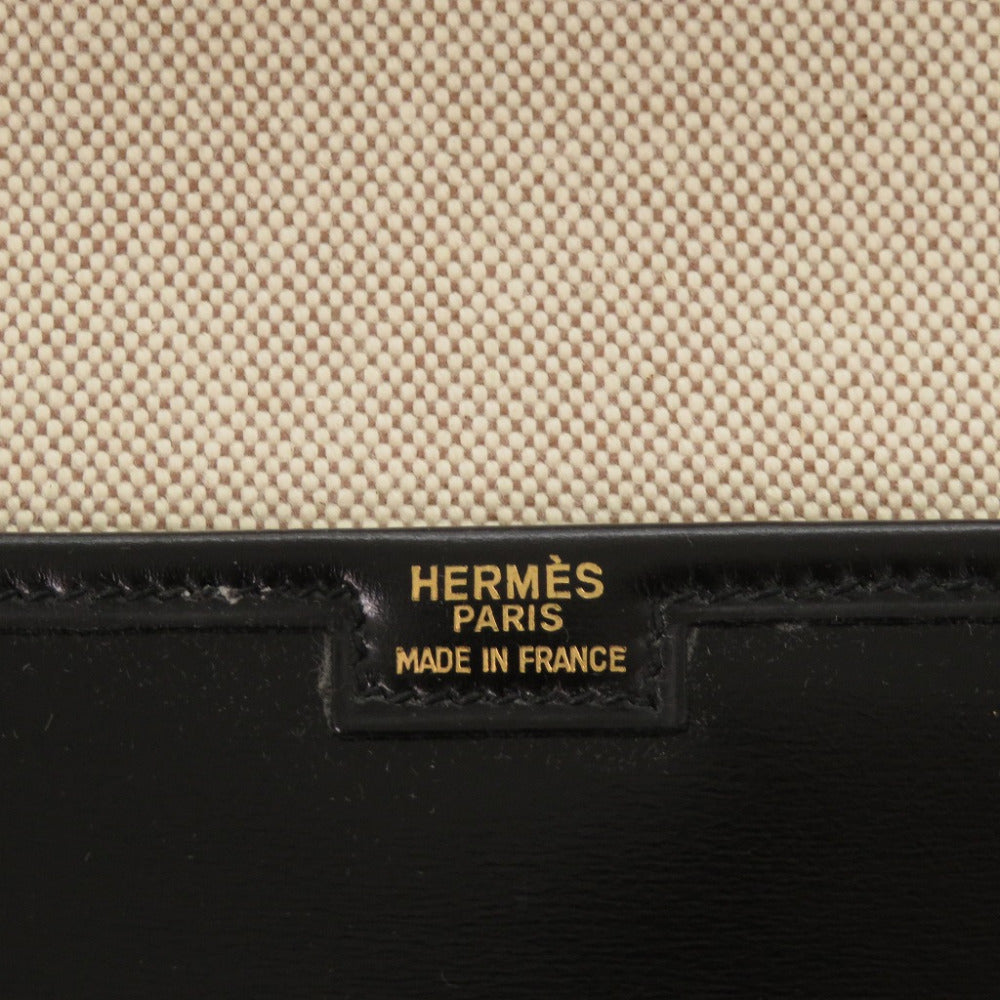 HERMES Clutch bag Box scarf black Jige PM White stitch