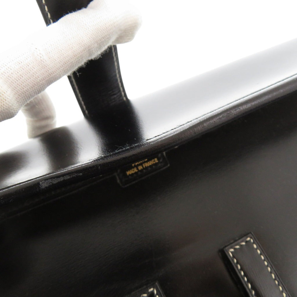 HERMES Clutch bag Box scarf black Jige PM White stitch