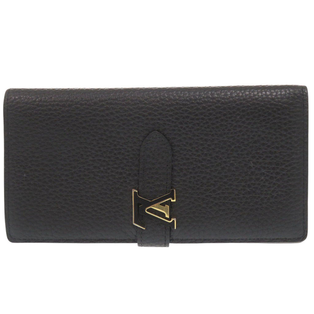 LOUIS VUITTON Bifold Wallet M81330 leather Noir Vertical Wallet Capucines