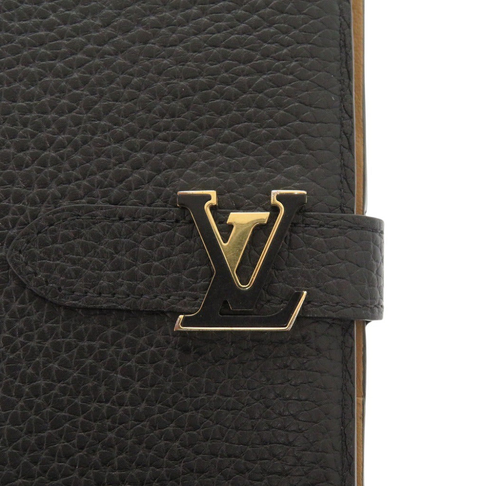 LOUIS VUITTON Bifold Wallet M81330 leather Noir Vertical Wallet Capucines