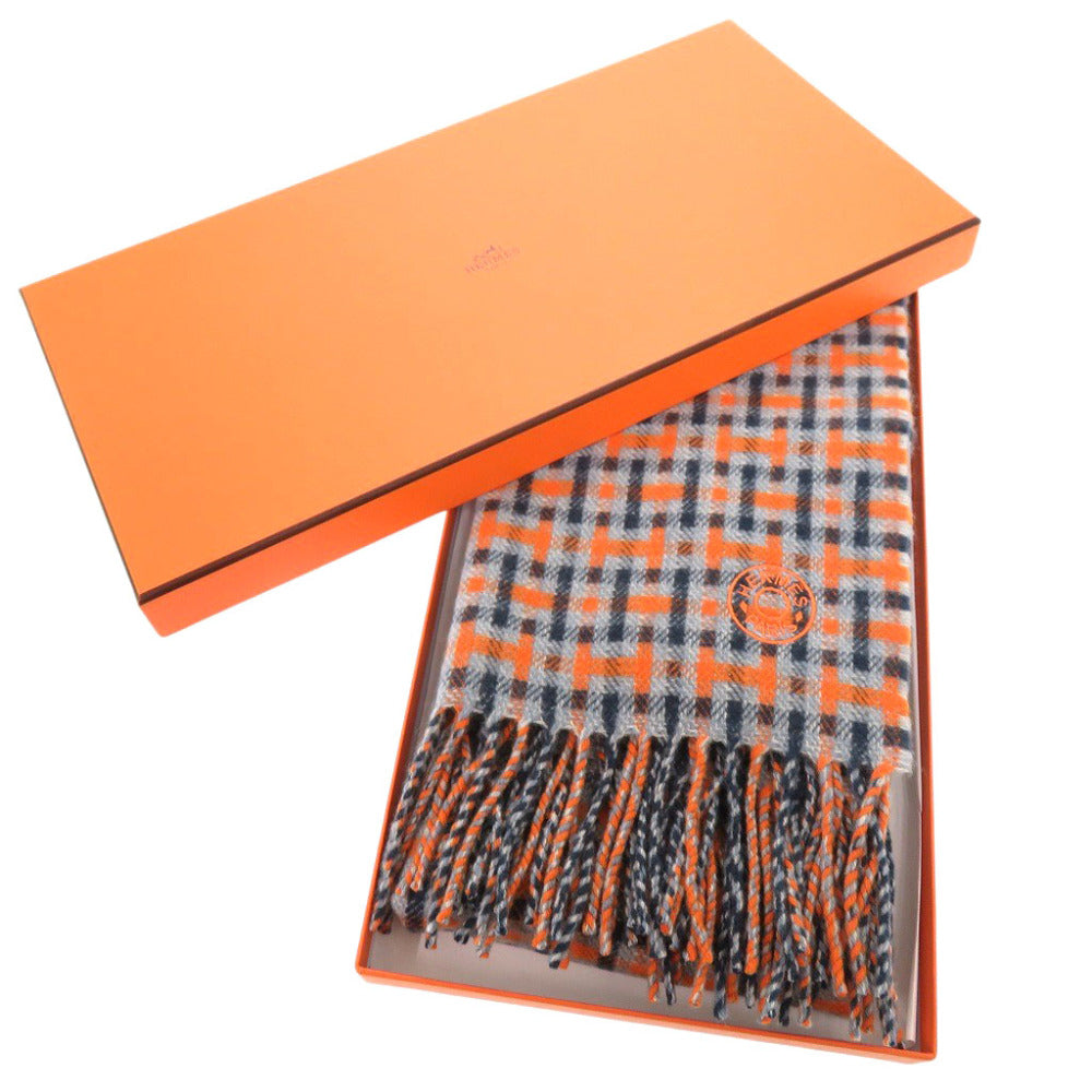 HERMES Scarf H394083T cashmere blue H Ecoce