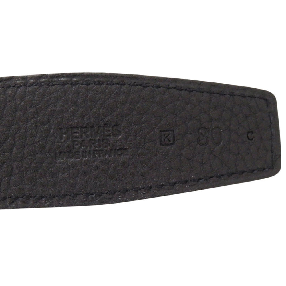 HERMES belt leather Bruny Square buckle 80