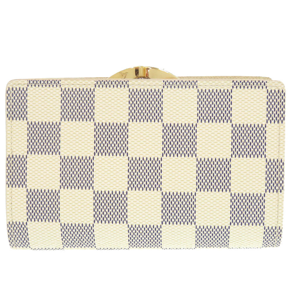 LOUIS VUITTON Bifold Wallet N61676 Damier Azur Canvas white Damier Azur Portefeuille Viennoiserie Women Used
