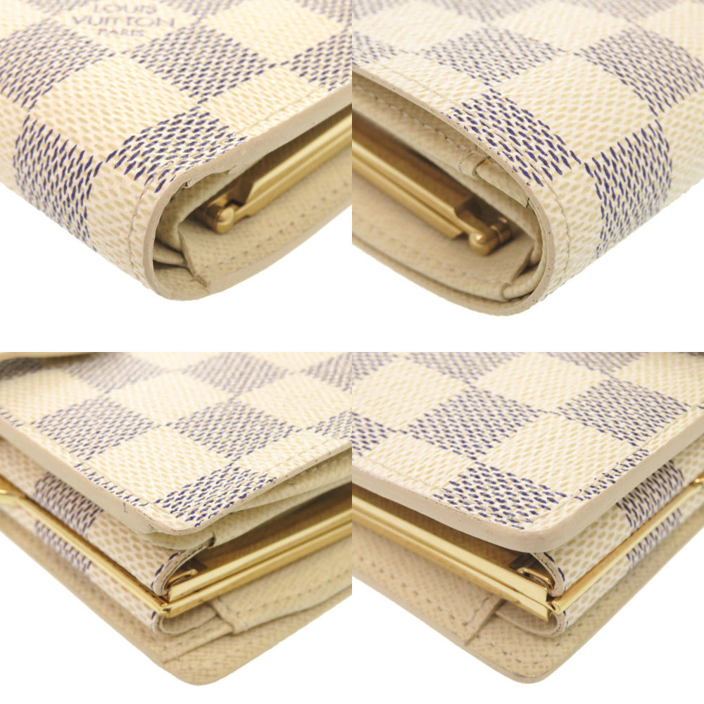 LOUIS VUITTON Bifold Wallet N61676 Damier Azur Canvas white Damier Azur Portefeuille Viennoiserie Women Used