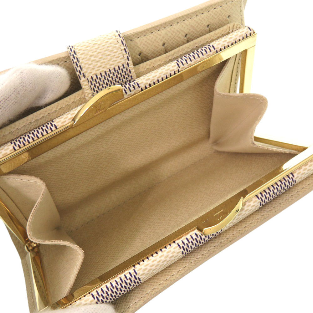 LOUIS VUITTON Bifold Wallet N61676 Damier Azur Canvas white Damier Azur Portefeuille Viennoiserie Women Used