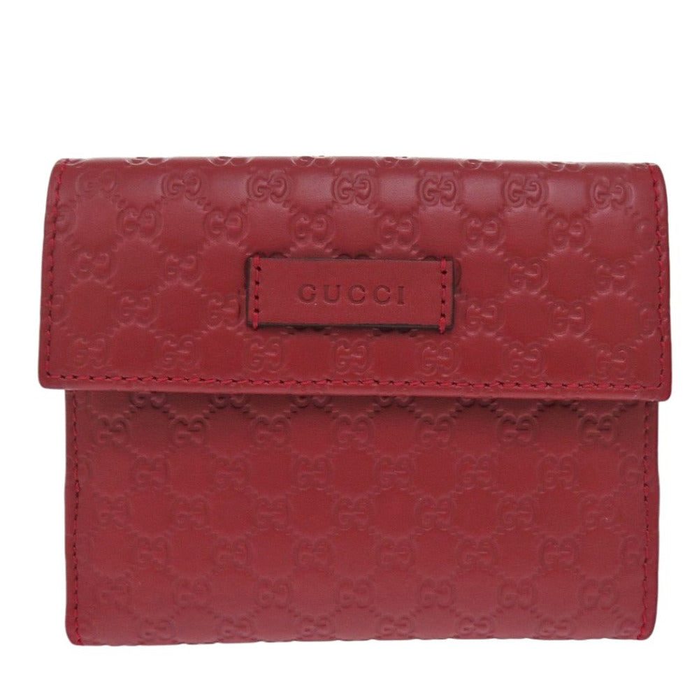 GUCCI Bifold Wallet 464916 leather Red Micro Guccisima