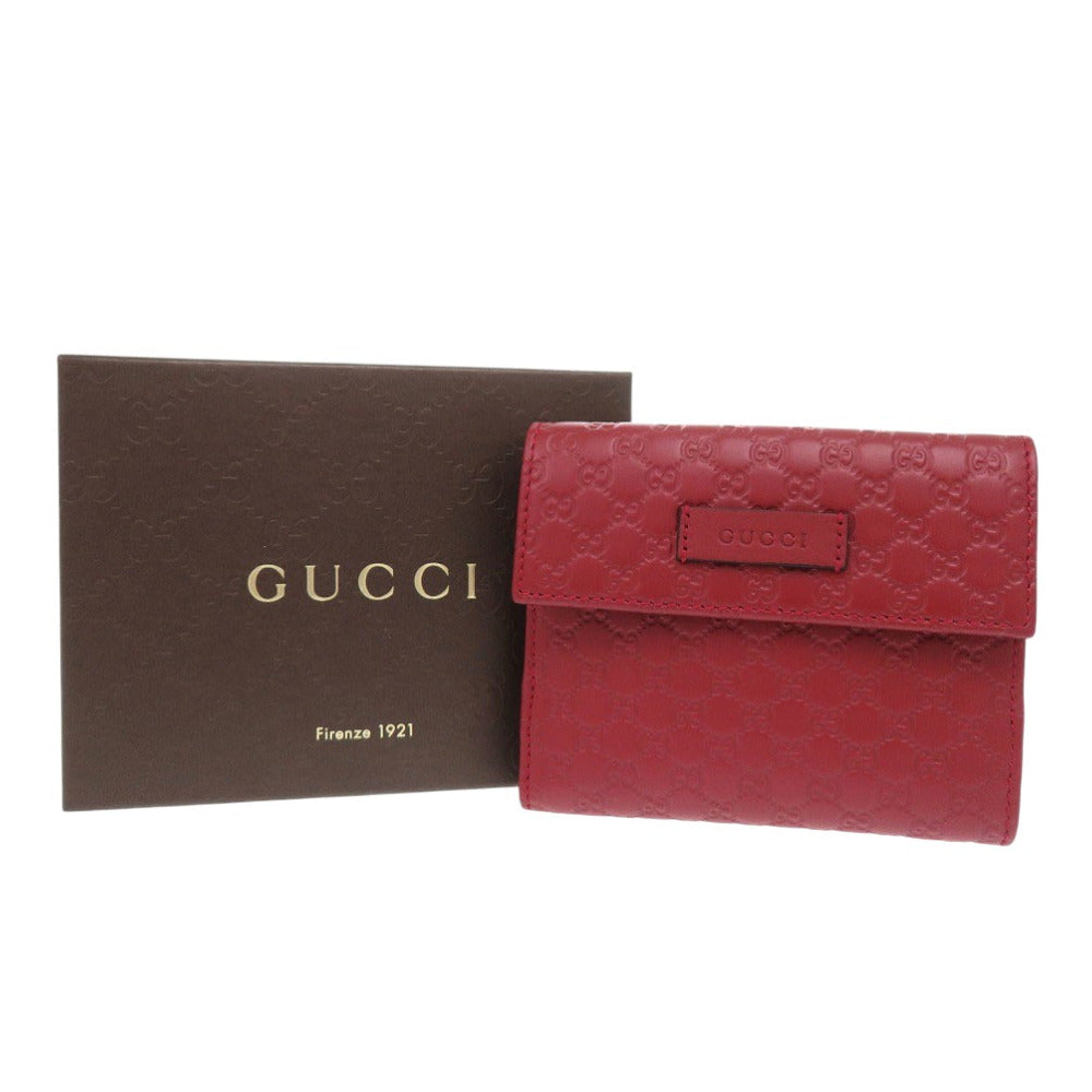 GUCCI Bifold Wallet 464916 leather Red Micro Guccisima