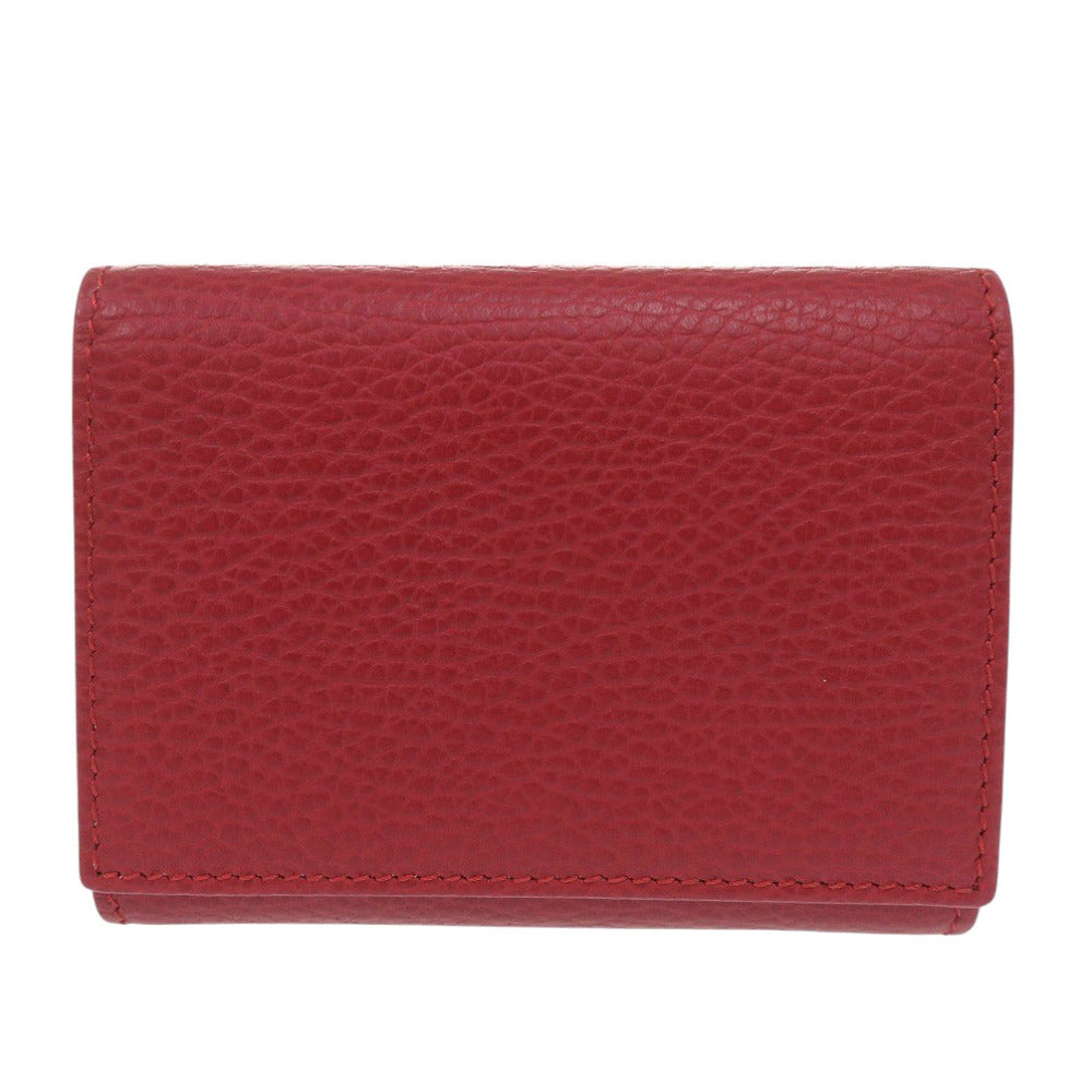 GUCCI Tri-fold wallet 474746 Grain leather Red GG Marmont