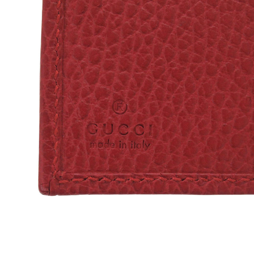 GUCCI Tri-fold wallet 474746 Grain leather Red GG Marmont
