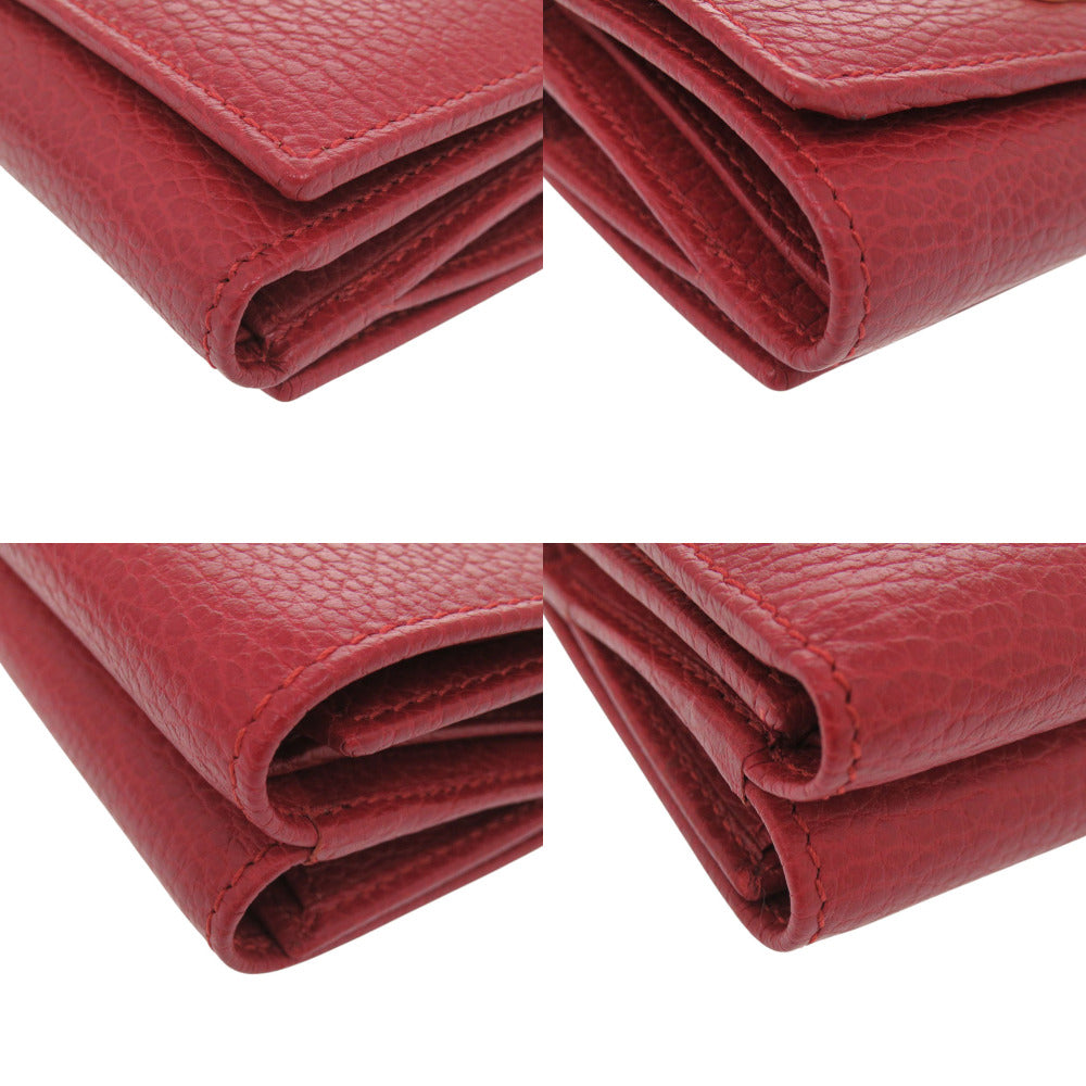 GUCCI Tri-fold wallet 474746 Grain leather Red GG Marmont