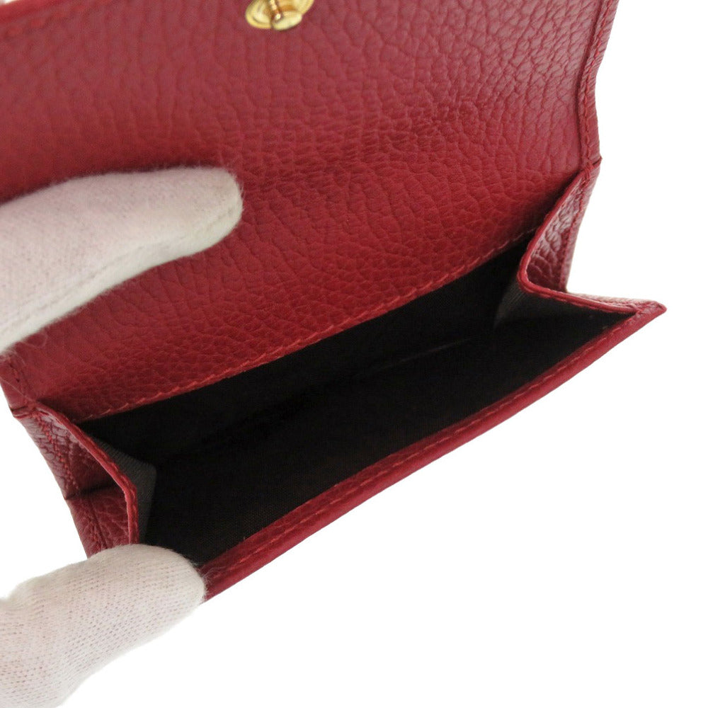 GUCCI Tri-fold wallet 474746 Grain leather Red GG Marmont