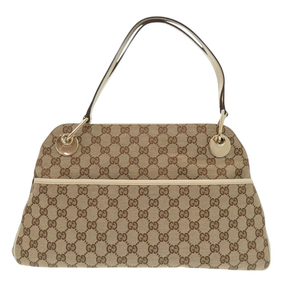 GUCCI Tote Bag 121023 GG canvas, leather beige