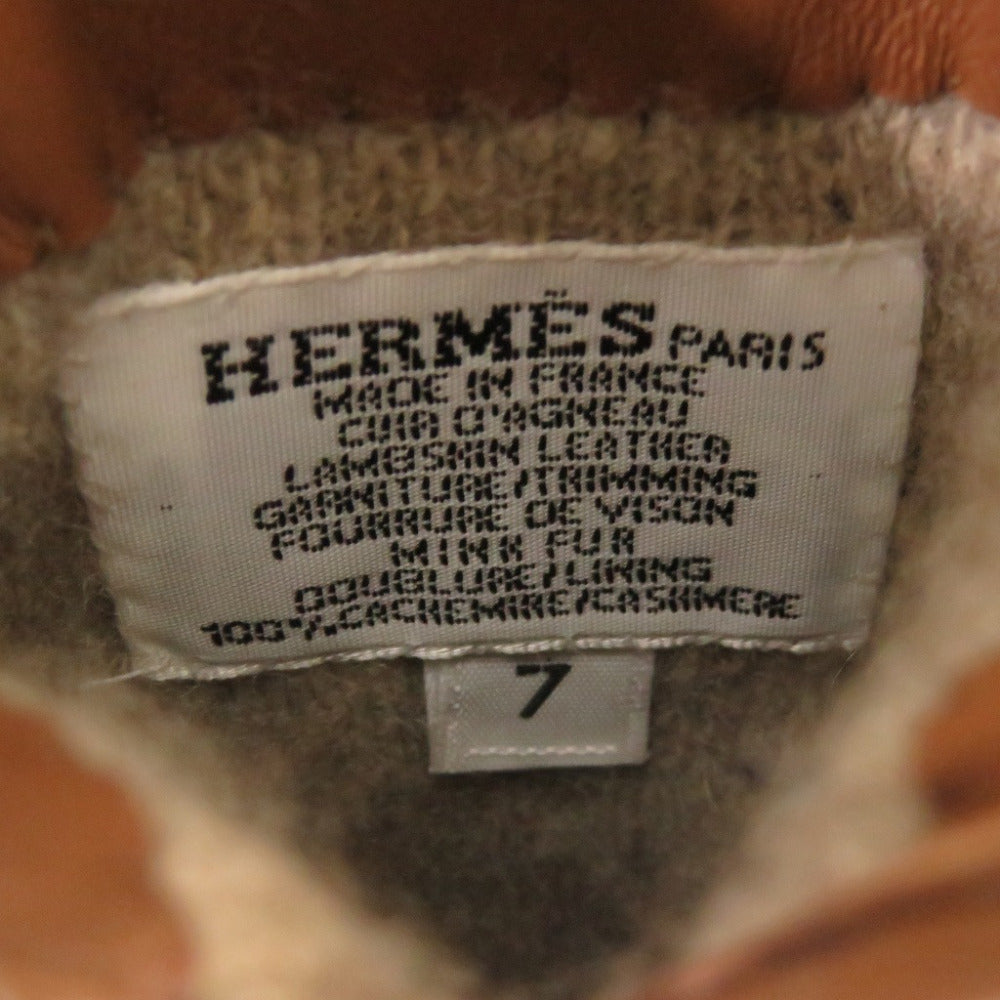 HERMES gloves Lambskin, Cashmere Camel Kelly Gloves 7