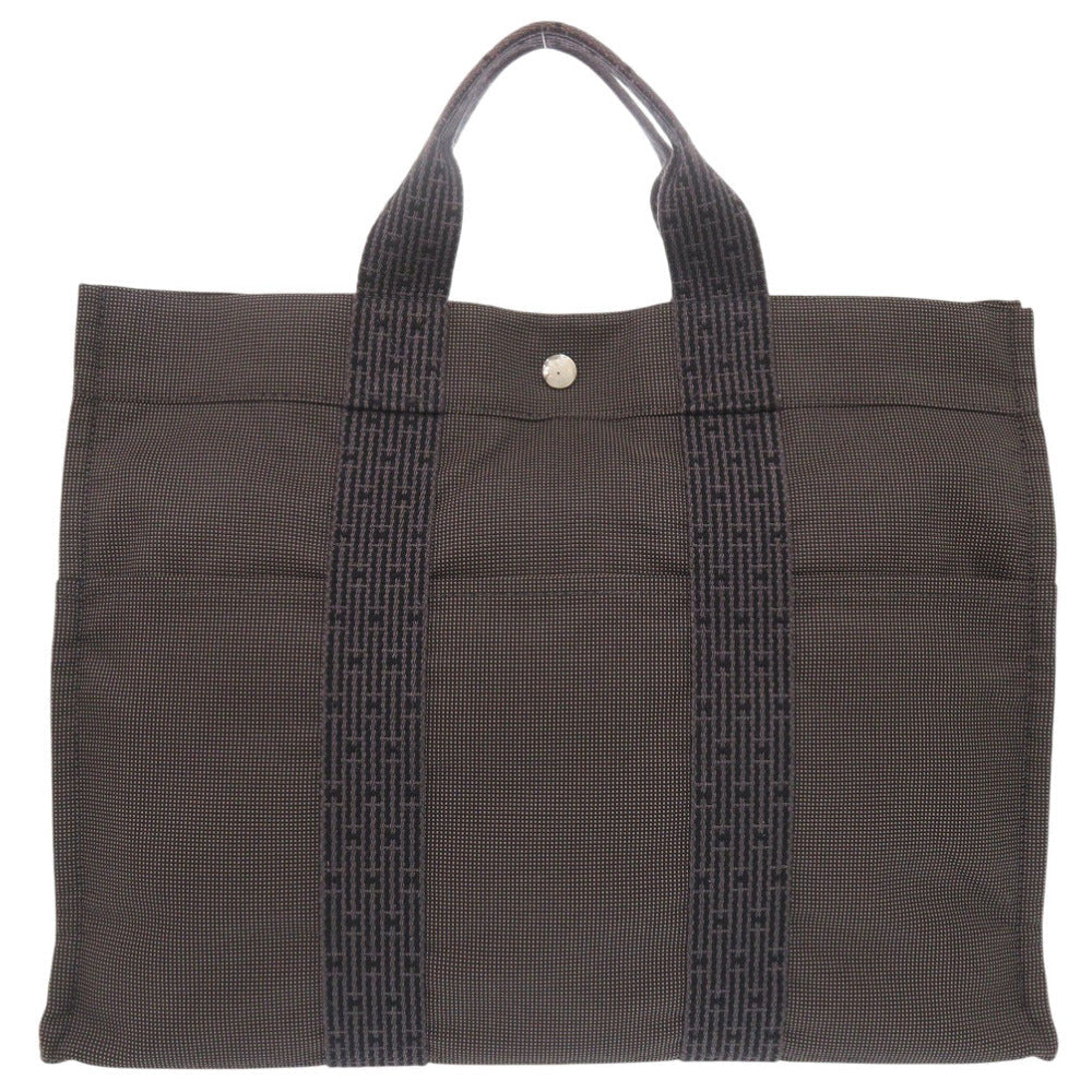 HERMES Tote Bag canvas gray Her Line Tote MM mens Used