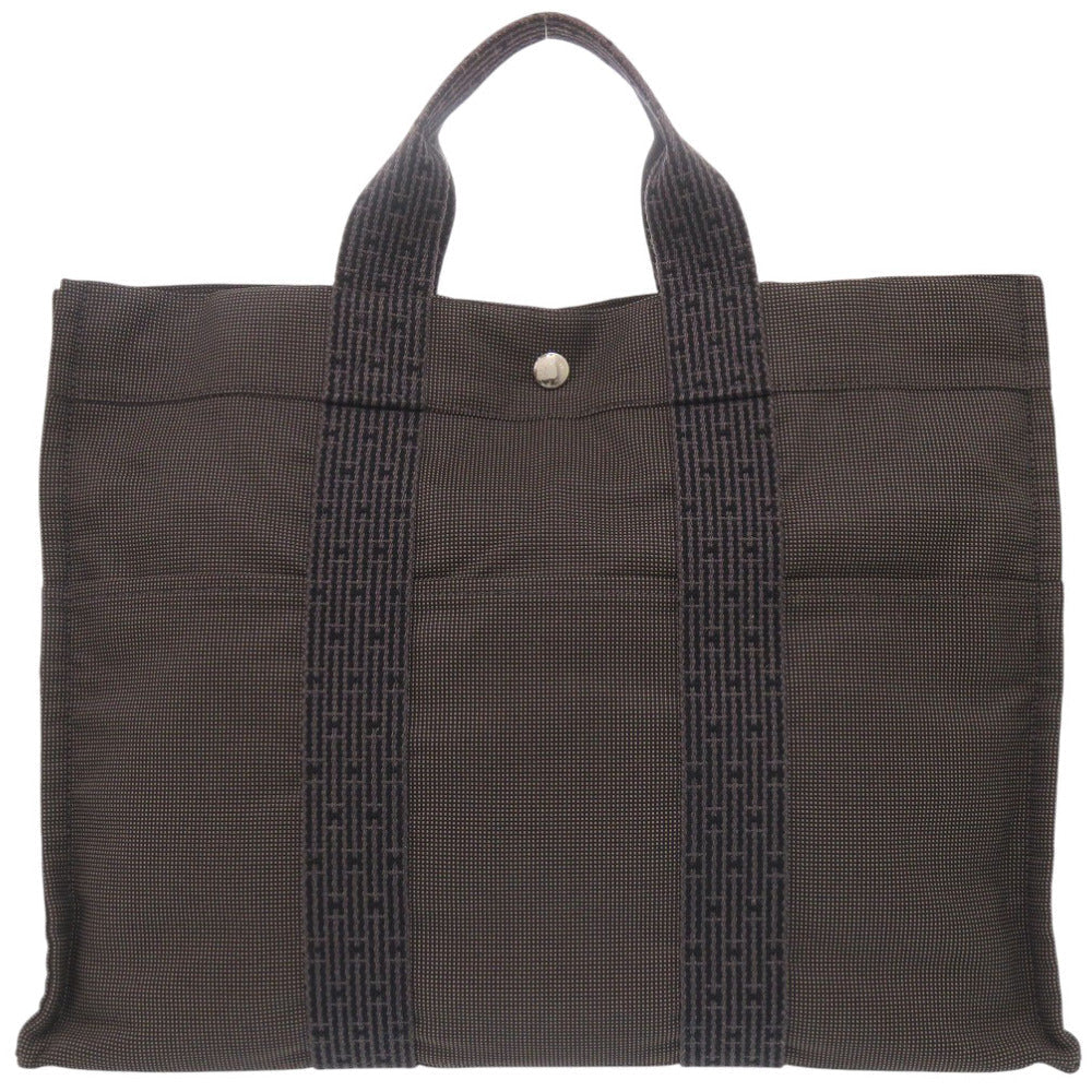 HERMES Tote Bag canvas gray Her Line Tote MM mens Used