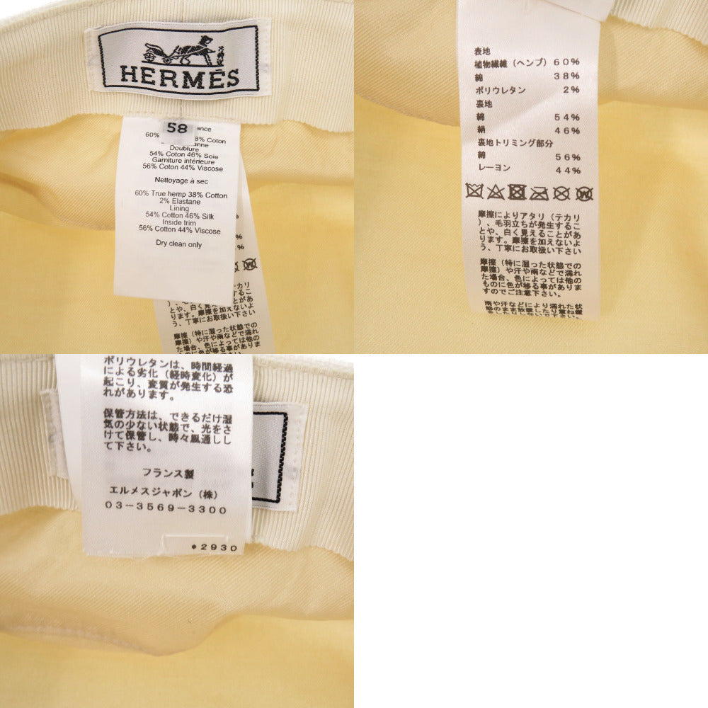 HERMES Other hats cotton white Casquette Women 58 Used