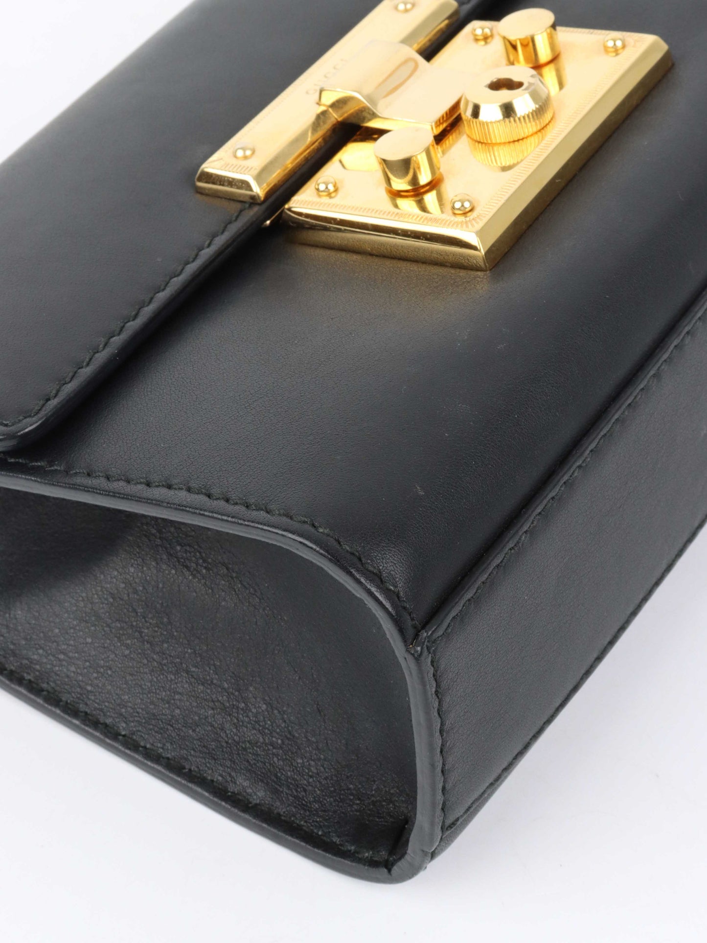 Gucci Black Padlock Chain Shoulder Bag.