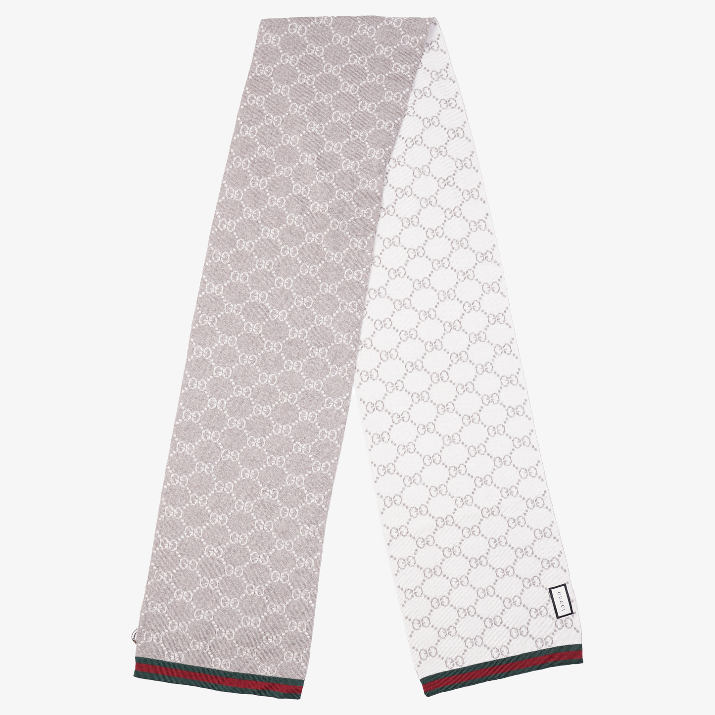 Gucci Womens GG Scarf Grey / White 23x180cm