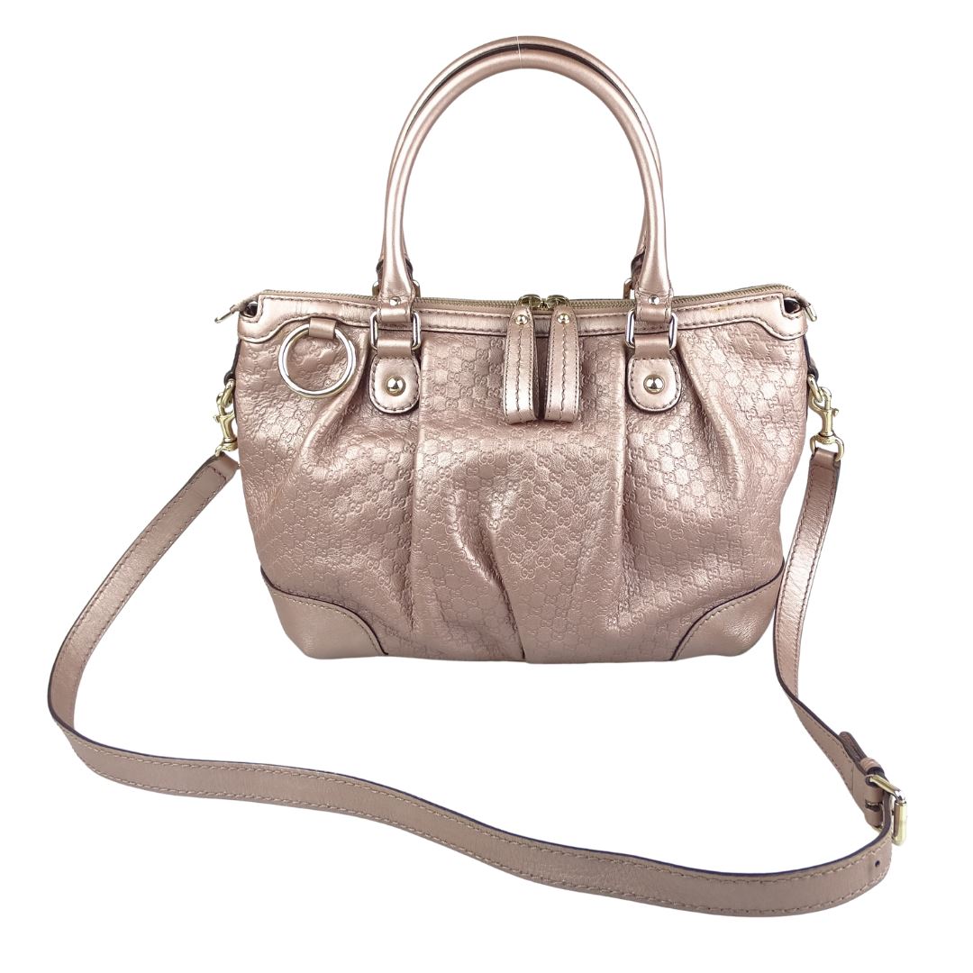 Gucci Micro Guccissima Sukey Tote With Strap Rose Gold