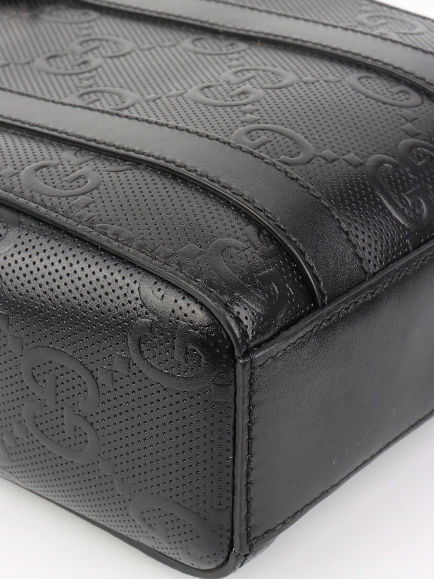 Gucci Black Monogram Satchel Bag.