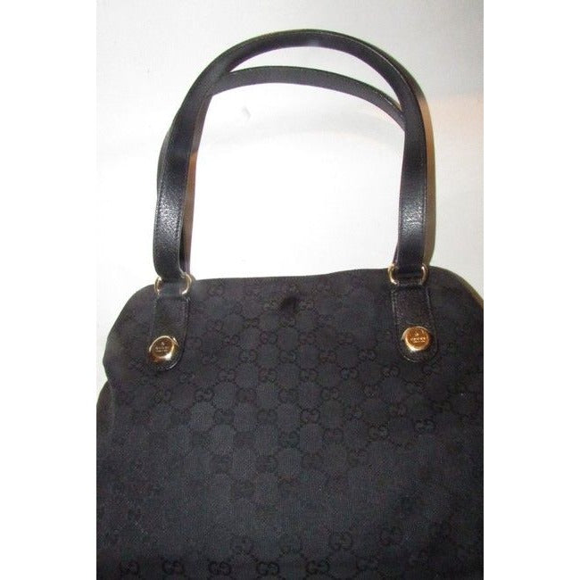 Gucci Vintage Pursesdesigner Purses Black Leather And Gg Leather Satchel