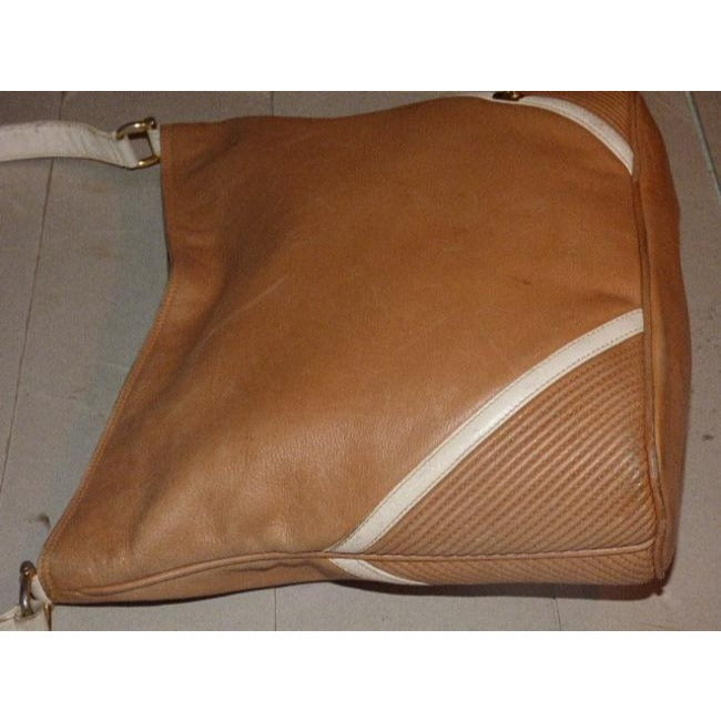 Gucci Vintage Camel Leather With Ivory Accents Satchel