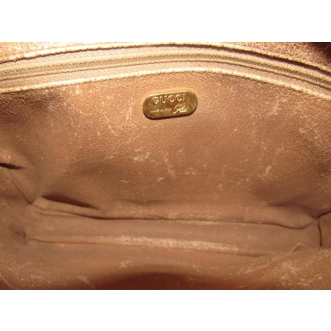 Gucci Webby Vintage Purses Brown Coated Canvas With Plus Design And Brown Leather Clutch