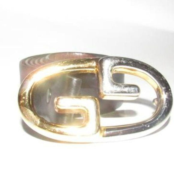 Gucci Black & Brown Leather, Removable & Reversible, Unisex Belt with an XL Two-tone GG Logo Buckle