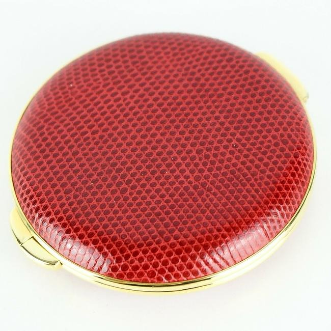 Gucci Red Lizard Leather Gold Compact