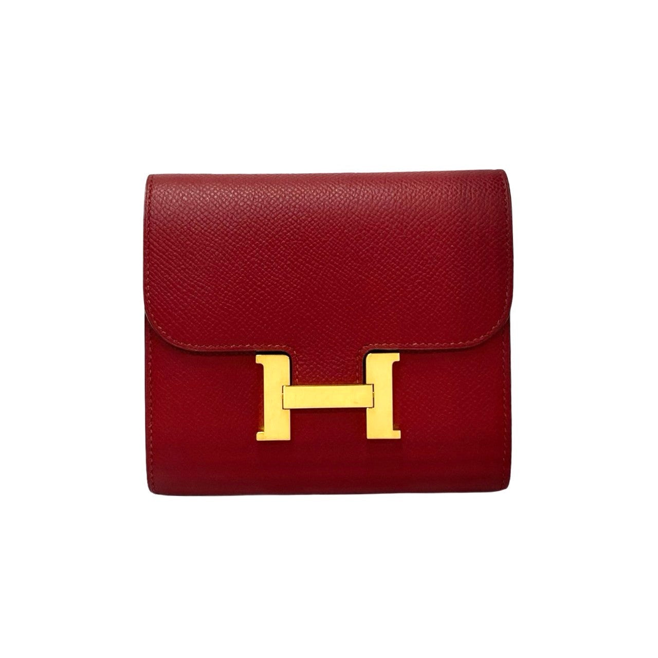 HERMES Bifold Wallet leather Red Constance Compact