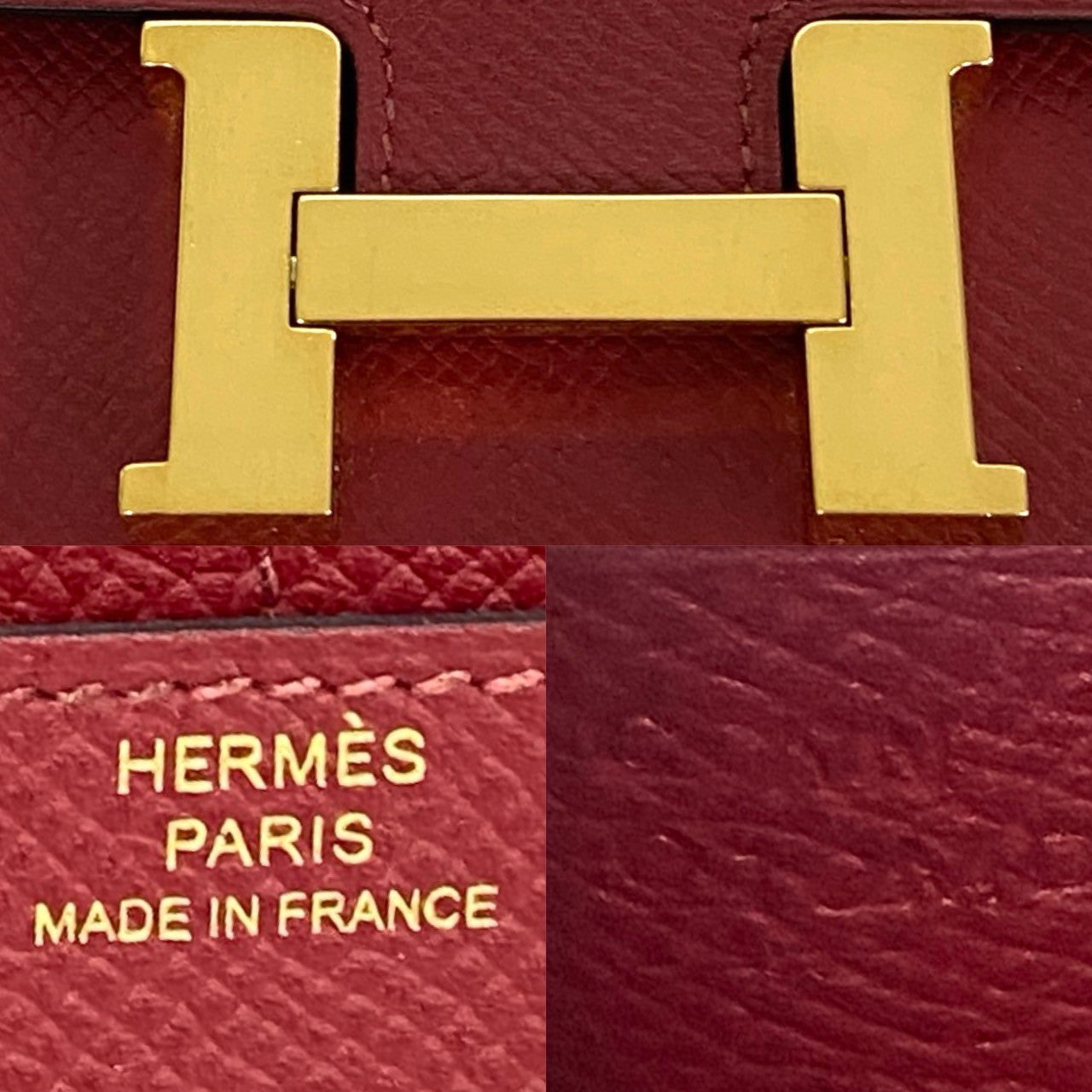 HERMES Bifold Wallet leather Red Constance Compact